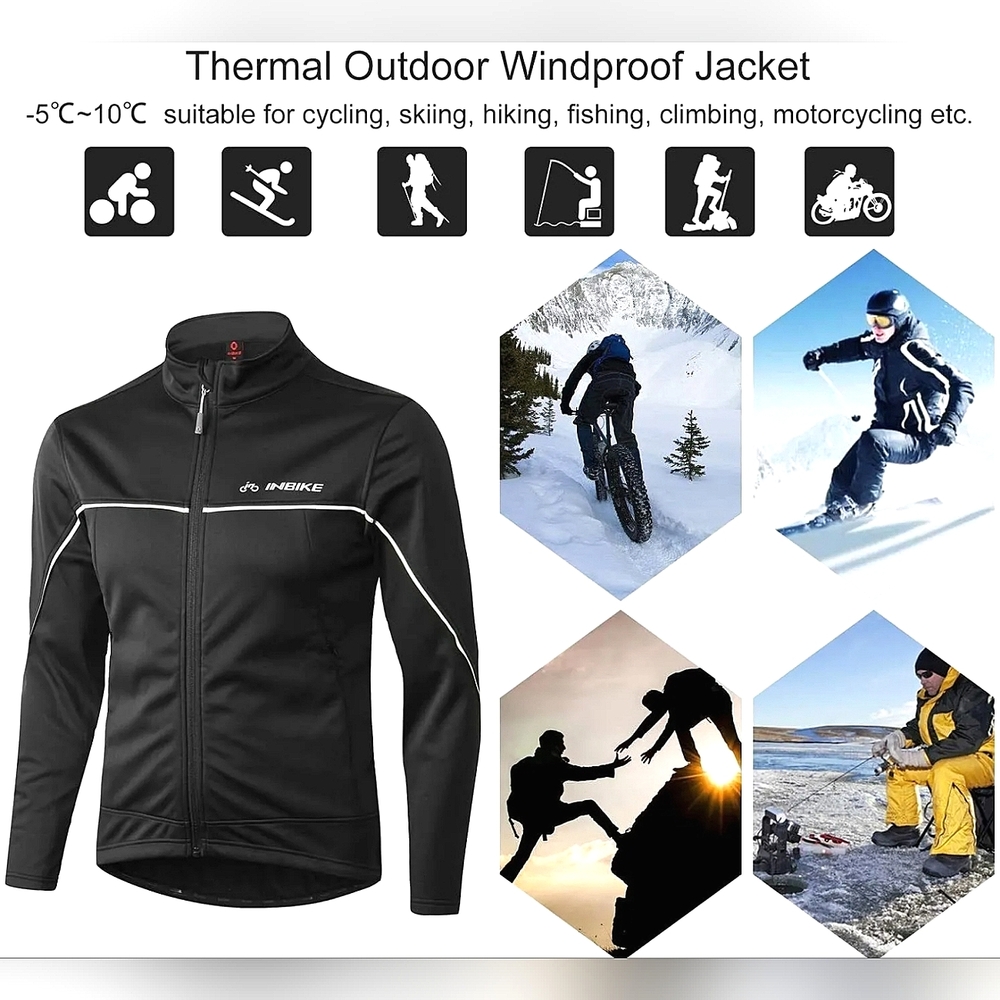 22) INBIKE Winter Men's Windproof Thermal Cycling Running Jacket Sz. L